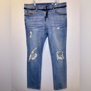 Empyre Skeletor 34 Skinny Jeans Distressed Light Wash